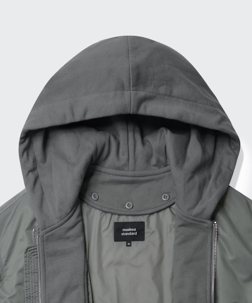 Оверсайз бомбер MA-1 со съемным капюшоном (Medium Grey)