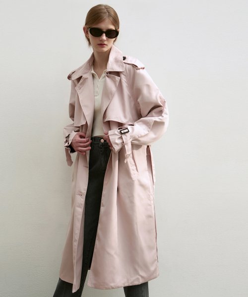 оверсайз DOUBLE TRENCH COAT_LIGHT PINK