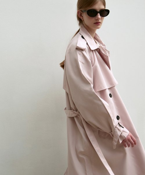 оверсайз DOUBLE TRENCH COAT_LIGHT PINK