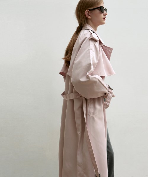 оверсайз DOUBLE TRENCH COAT_LIGHT PINK