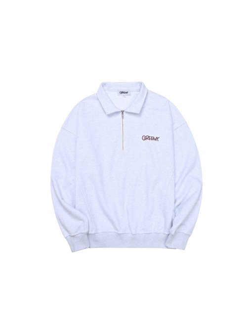 SIGNATURE LOGO HALF ZIP-PU (MELANGE серый)