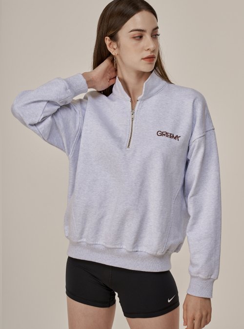 SIGNATURE LOGO HALF ZIP-PU (MELANGE серый)