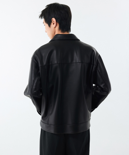 Оверсайз куртка из экокожи [Black]