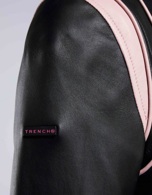 Кожаный бомбер (BLACK/BLACK/PINK)