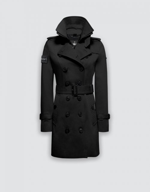Приталенный тренч (BLACK/BLACK/WHITE)