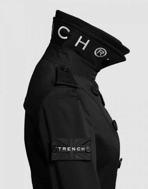 Приталенный тренч (BLACK/BLACK/WHITE)
