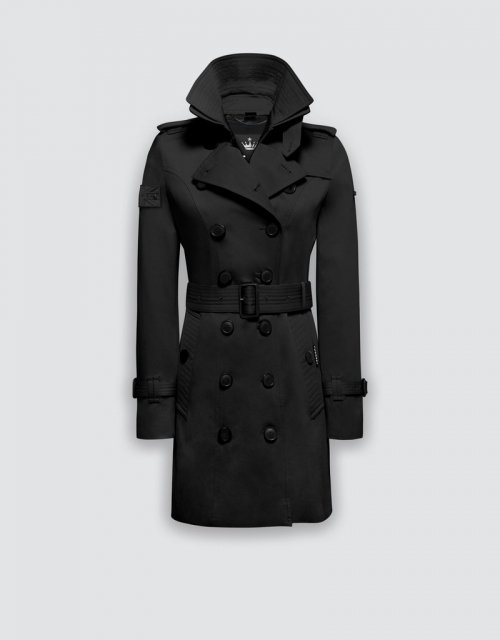 Приталенный тренч (BLACK/BLACK/SILVER)