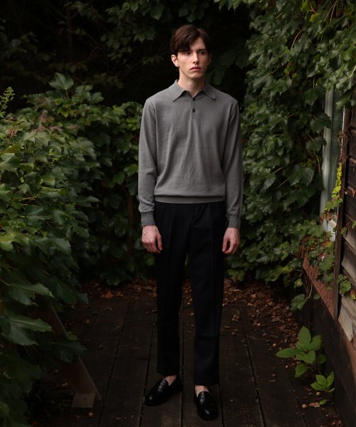 шерсть tropical two tuck adjust pants (темно-синий)