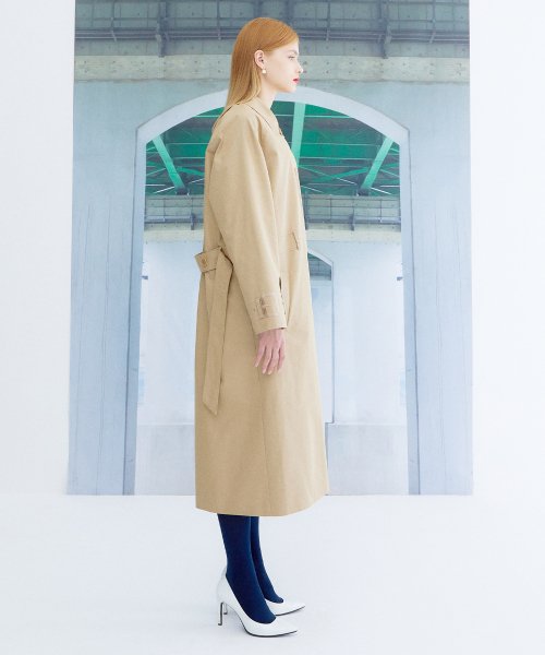 Однобортный тренч с вышивкой Beige