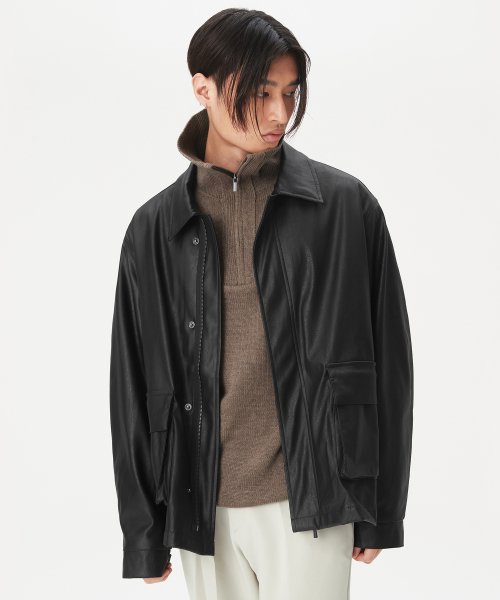 MUSINSA | COSTUME O'CLOCK ESSENTIAL CROPPED FIELD JACKET LEATHER