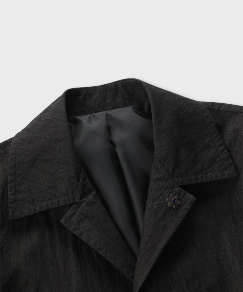 Тренч из смесового хлопка с воротником [Black]