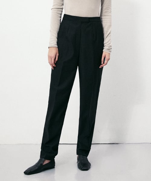 Шерстяные flat-front брюки Black