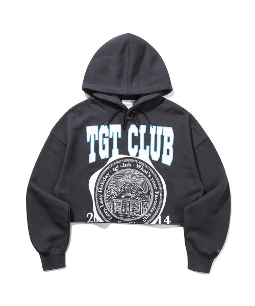 타게토(TARGETTO) 컷팅 크롭 후드_차콜