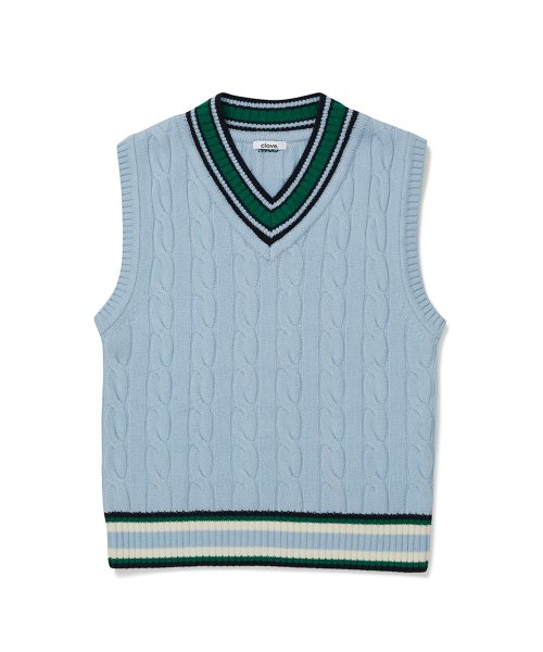[FW21 clove] шерсть Cable Knit жилет (Blue)
