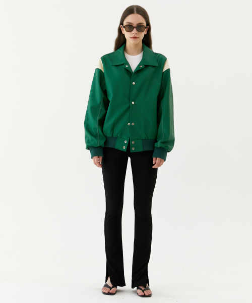 Унисекс университетский жакет Varsity со стежкой — Green