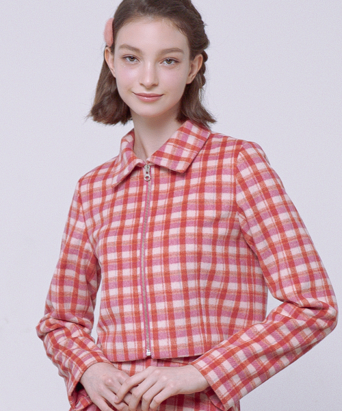 Укороченный жакет в клетку (Pink)