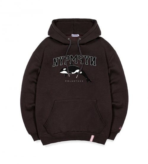 Худи оверсайз с логотипом Orca Whale, Choco Brown