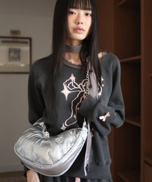 LOGO PLAY QUILTING TWINKLE BAG SILVER