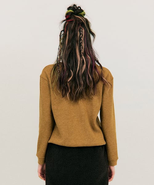 V-neck Melange T-Shirt_Khaki Brown