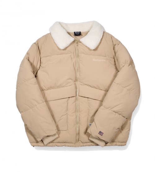 Короткий пуховик Universal с меховым воротником Beige