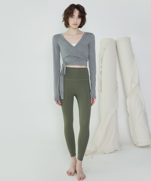 Легинсы 9/10 для йоги и пилатеса DEVI-B0039-Khaki с утяжкой