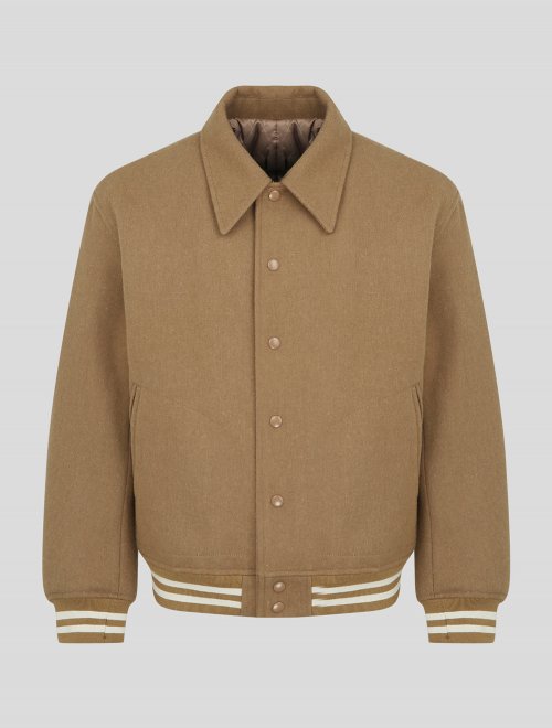 WOOL VARSITY JACKET [Beige]