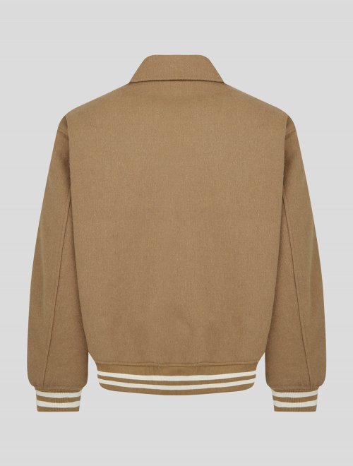WOOL VARSITY JACKET [Beige]