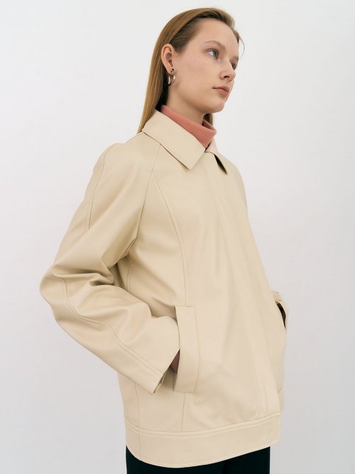 Куртка-блузон из веган-кожи 6A (Ivory)
