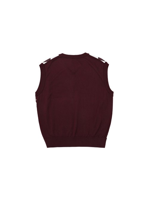 ARGYLE KNIT VEST(BURGUNDY)
