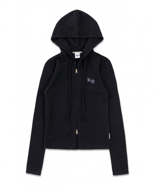 MUSINSA | RUNNING HIGH Knit Slim Zip-Up Hoodie [Black]