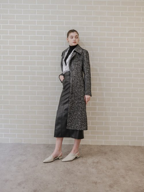 Свободное длинное пальто из шерсти в елочку_WOOL HERRING SLIM WAIST SINGLE BREAST LOOSE-FIT LONG COAT