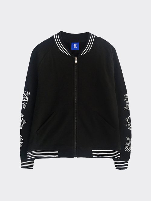 Longevity Embroidery bomber Jacket(Black)