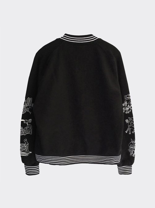 Longevity Embroidery bomber Jacket(Black)