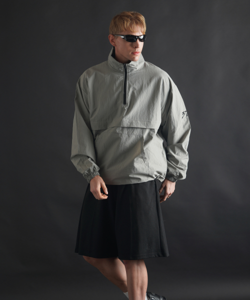 Свободный нейлоновый анорак Light Gray