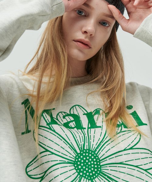 MUSINSA | MARDI MERCREDI SWEATSHIRT FLOWERMARDI_OATMEAL GREEN