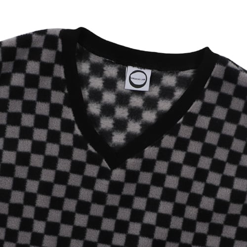 CHECKERBOARD FLEECE VEST (BLACK)