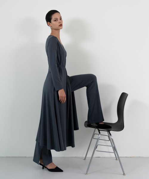 Relaxed tencel flare pants (grey)