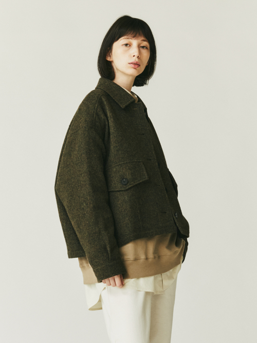 Scottish Wool рубашечный воротник твидовый жакет Khaki