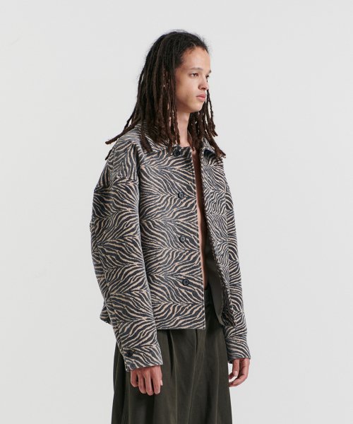 zebra pattern set-up jacket_khaki