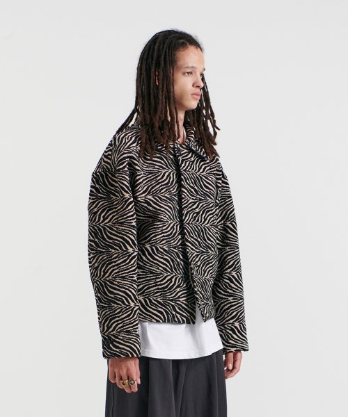 zebra pattern set-up jacket_black