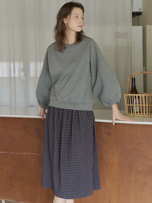 RoundnVolume Sleeve Brushed Sweatshirts - Grey (с начесом)