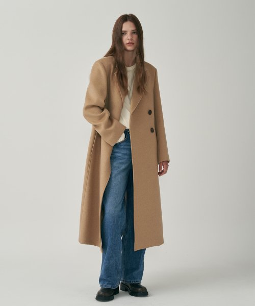Длинное шерстяное пальто - Beige