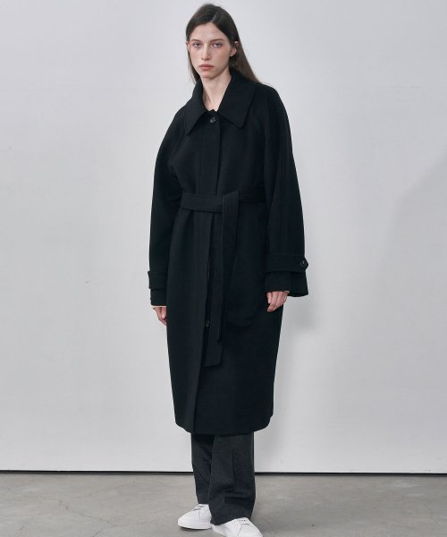 Длинное шерстяное пальто балмакаан, Black