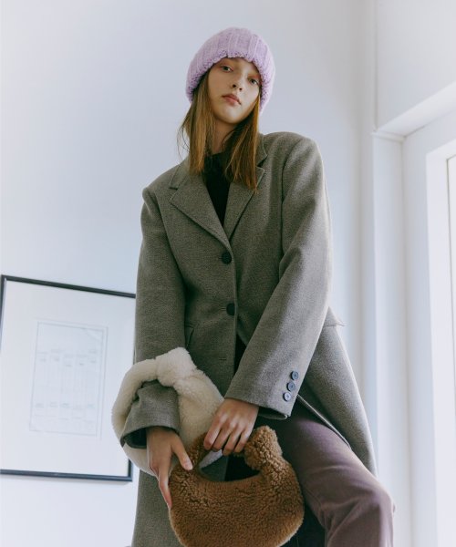 Slim Single Long Coat Cocoa Beige