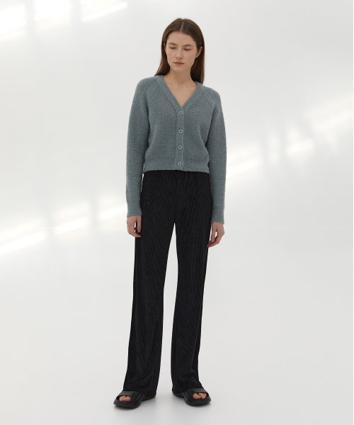 21W VELVET PLEATS BANDING PANTS (BLACK)