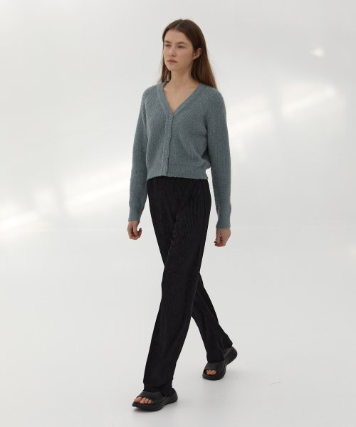 21W VELVET PLEATS BANDING PANTS (BLACK)
