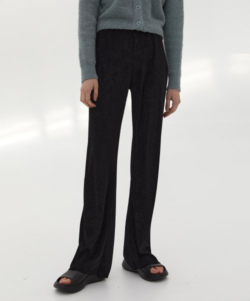 21W VELVET PLEATS BANDING PANTS (BLACK)