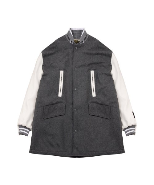 [UNISEX] Reversible Wool-Blend Varsity Coat (Grey)