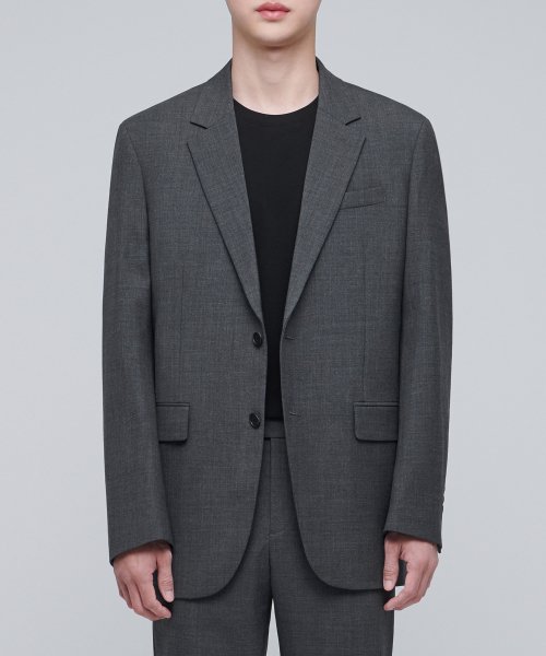 Свободный базовый шерстяной блейзер [Medium Grey]
