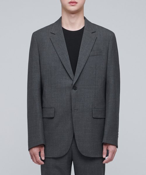 Свободный базовый шерстяной блейзер [Medium Grey]